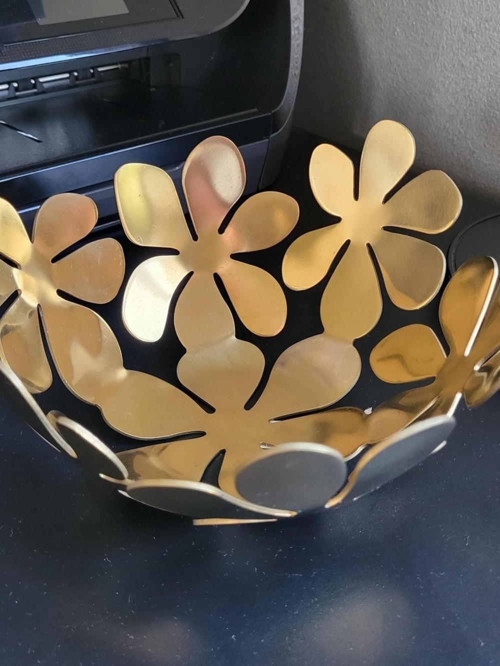 IKEA Stockholm Gold Floral Metal Bowl